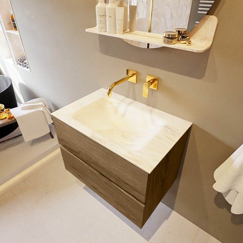 VICA-DLUX 70cm mueble de baño Chai 2 cajones. Lavabo CLOUD Centro sin orificio color Ostra.