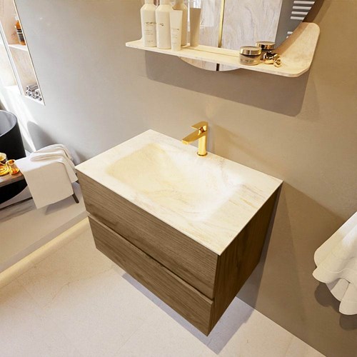 VICA-DLUX 70cm mueble de baño Chai 2 cajones. Lavabo CLOUD Centro 1 orificio color Ostra.