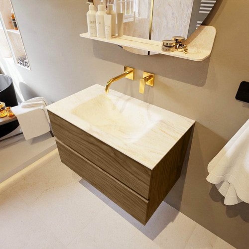 VICA-DLUX 80cm mueble de baño Chai 2 cajones. Lavabo CLOUD Centro sin orificio color Ostra.