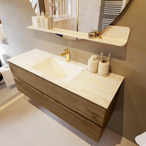 VICA-DLUX 130cm mueble de baño Chai 2 cajones. Lavabo CLOUD Centro 1 orificio color Ostra.