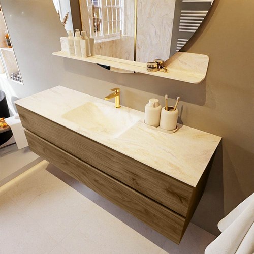 VICA-DLUX 150cm mueble de baño Chai 2 cajones. Lavabo CLOUD Centro 1 orificio color Ostra.
