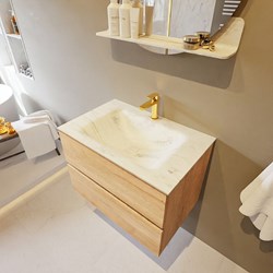 VICA-DLUX 70cm bathroom vanity set Washed Oak 2 drawers. Vanity top CLOUD Center 1 tab hole color Opalo.