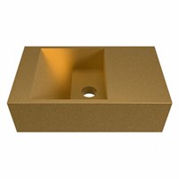 TYNE 40cm handwaschbecken freihängend solid surface (mineralwerkstoff) farbe Oro. Waschbeckenposition Rechts.-2