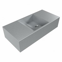TYNE 50cm fontein solid surface kleur Plata. Positie wastafel rechts.