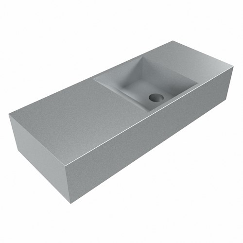 TYNE 60cm handwaschbecken freihängend solid surface (mineralwerkstoff) farbe Plata. Waschbeckenposition Rechts.