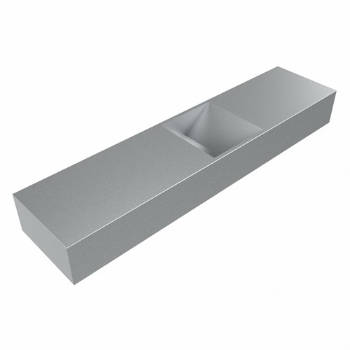 TYNE 100cm lavamano suspendido solid surface color Plata. Posición del fregadero Centro.