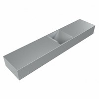 TYNE 110cm handwaschbecken freihängend solid surface (mineralwerkstoff) farbe Plata. Waschbeckenposition Mittig.