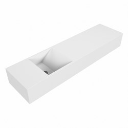 TYNE 90cm handwaschbecken freihängend solid surface (mineralwerkstoff) farbe Talc. Waschbeckenposition Links.