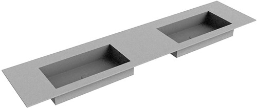 ZINK Plata Lavabo incasso solid surface 200cm. Posizione lavabo Doppio.