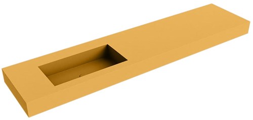 ZINK Ocher freihängend Waschtisch aus solid surface (mineralwerkstoff) 200cm. Waschbeckenposition Links rand 12cm hoch.