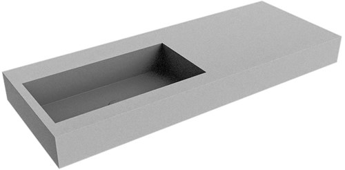 ZINK Plata freihängend Waschtisch aus solid surface (mineralwerkstoff) 121cm. Waschbeckenposition Links rand 12cm hoch.