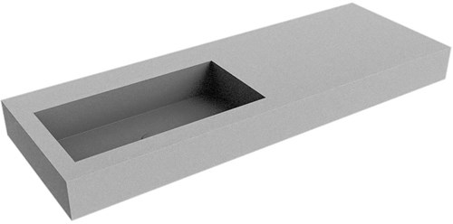 ZINK Plata Lavabo mural solid surface 130cm. Position lavabo Gauche rebord 12cm.