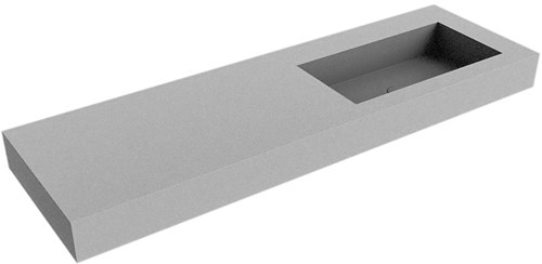 ZINK Plata Lavabo sospeso à parete solid surface 150cm. Posizione lavabo Rechts bordo 12cm.
