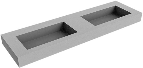 ZINK Plata freihängend Waschtisch aus solid surface (mineralwerkstoff) 160cm. Waschbeckenposition Doppelt rand 12cm hoch.
