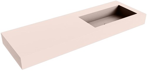 ZINK Rosee vrijhangende wastafel 141cm. Positie wasbak Rechts rand 12cm. 