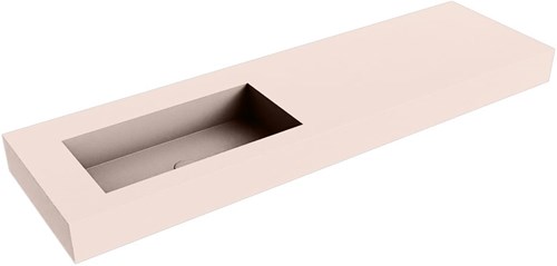 ZINK Rosee freihängend Waschtisch aus solid surface (mineralwerkstoff) 161cm. Waschbeckenposition Links rand 12cm hoch.