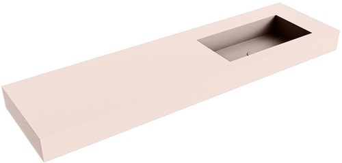 ZINK Rosee vrijhangende wastafel 170cm. Positie wasbak Rechts rand 12cm. 
